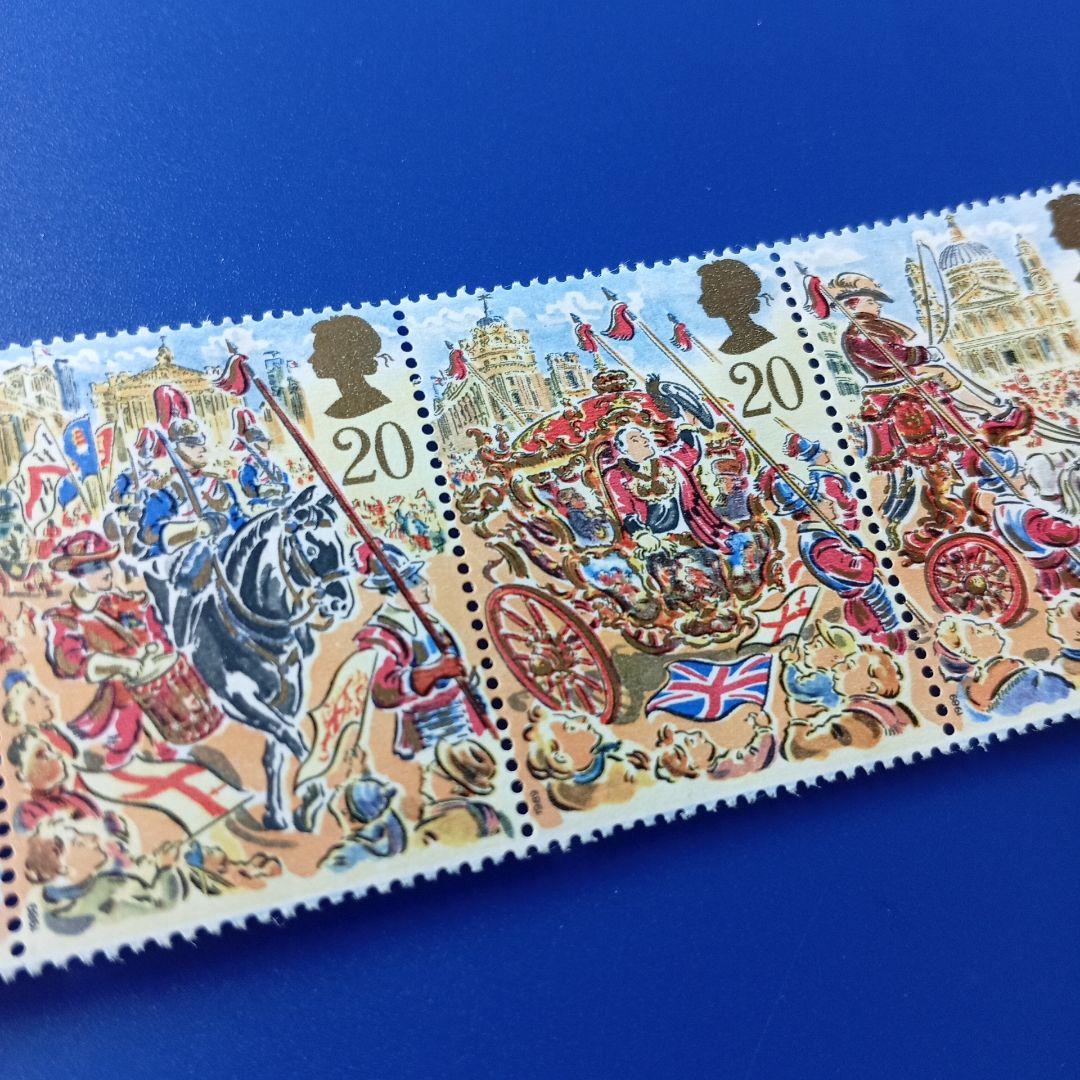 まとめ済6247 外国切手 イギリス 1989年 ロンドン市長就任パレード5連刷