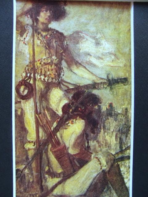 青木繁、【日本武尊】、年代物・希少な画集画、新品高級額 額装付、状態良好
