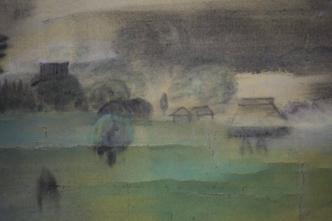 真作/司馬江漢/長崎風景図/山水図/山水風景図/大幅/布袋屋掛軸HI-322