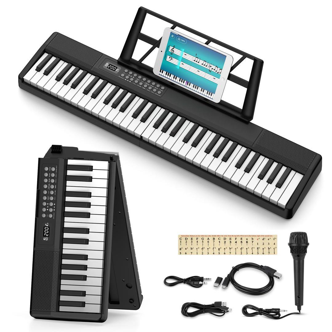 【新品未使用】電子ピアノ 折りたたみ 61鍵盤 MIDI機能 キーボード