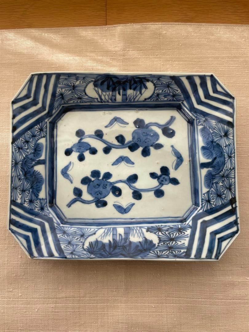 骨董 幕末の伊万里焼 染付 角皿