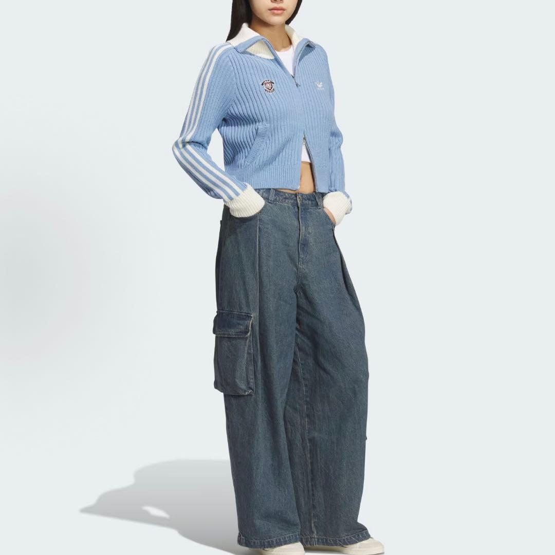 海外限定S Adidasジップアップ ニットジャケット KF0719
