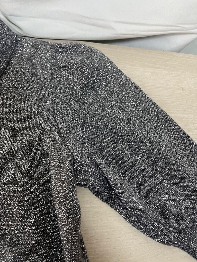 定価5万 MARK&LONA ラメ ニット ポロ 38 グレー パフスリーブ 冬