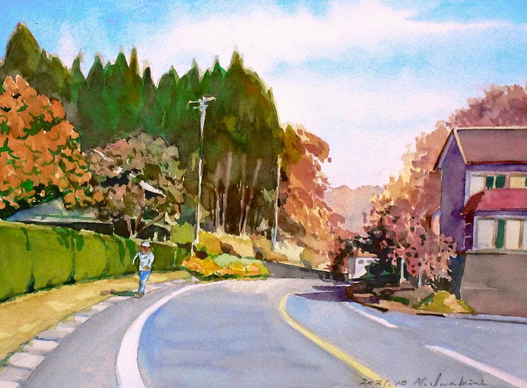 風景画 水彩画 F6サイズ 額装済み
