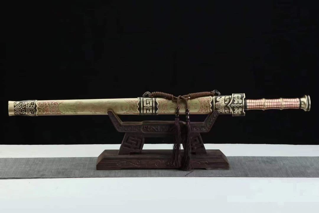 「中国龍泉」黄銅鞘越王剣（旧型を作る）古兵器 武具 刀装具 日本刀模造刀 居合刀