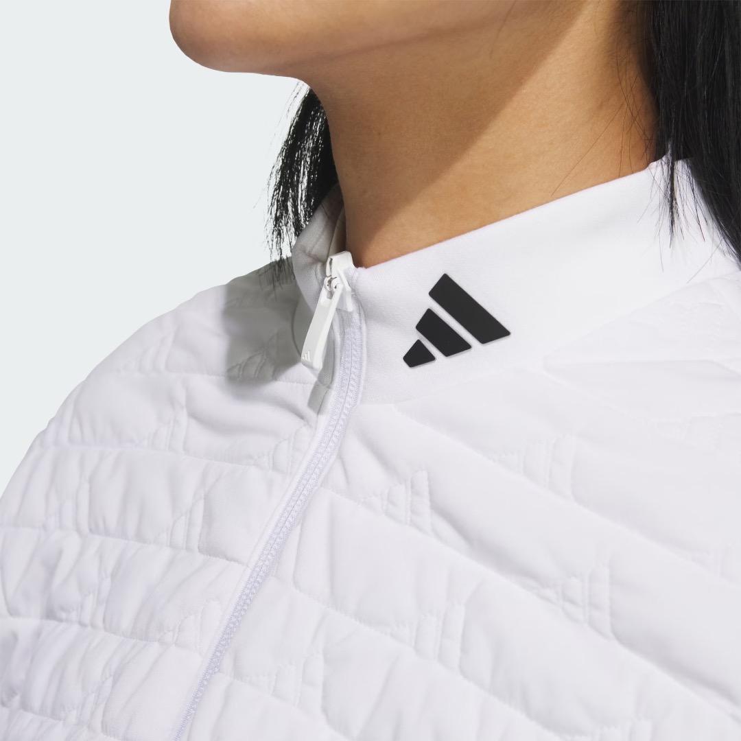 【S】秋冬 定価34,100円 アディダス ゴルフ 中綿 キルト セットアップ白