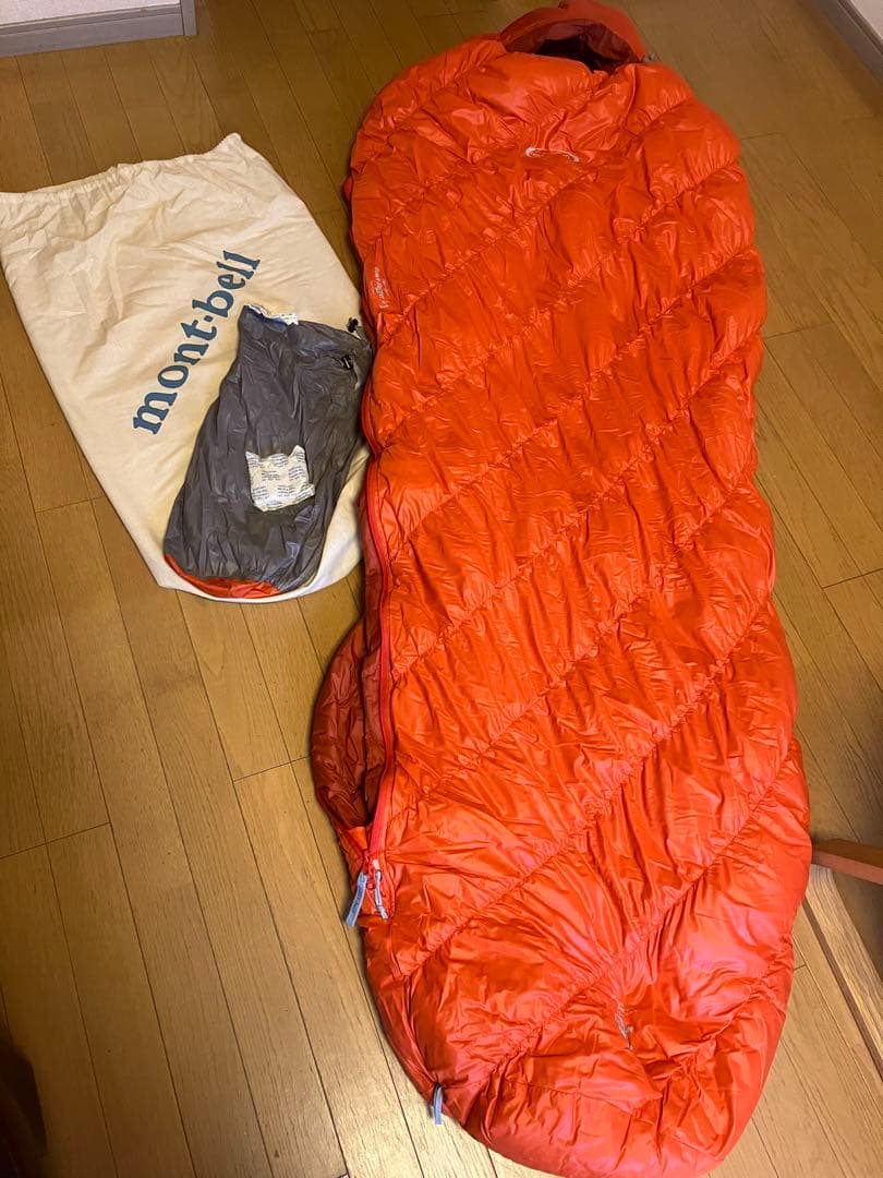 mont-bell オレンジ ダウンシュラフ 収納袋付き