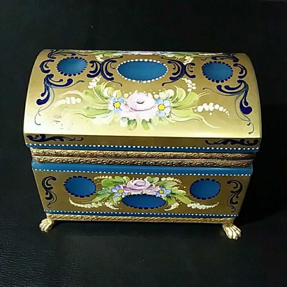MURANO OPALINE FERRO ハイエナメル ハンドペイント 宝石箱