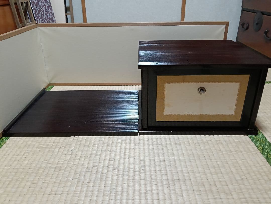 【茶道具整理中】お値下げしました！　木箱付　平安光入　造　溜塗　小袋棚