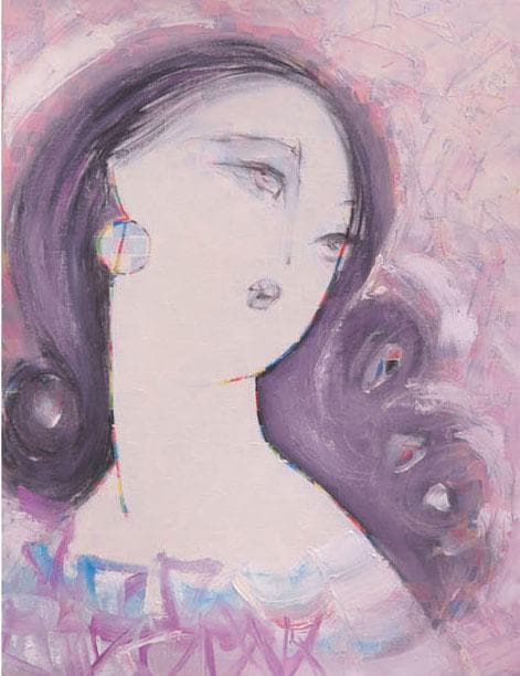 油絵 菅家令子 絵 絵画 インテリア 額付(黒) F6-082111 人物 女性