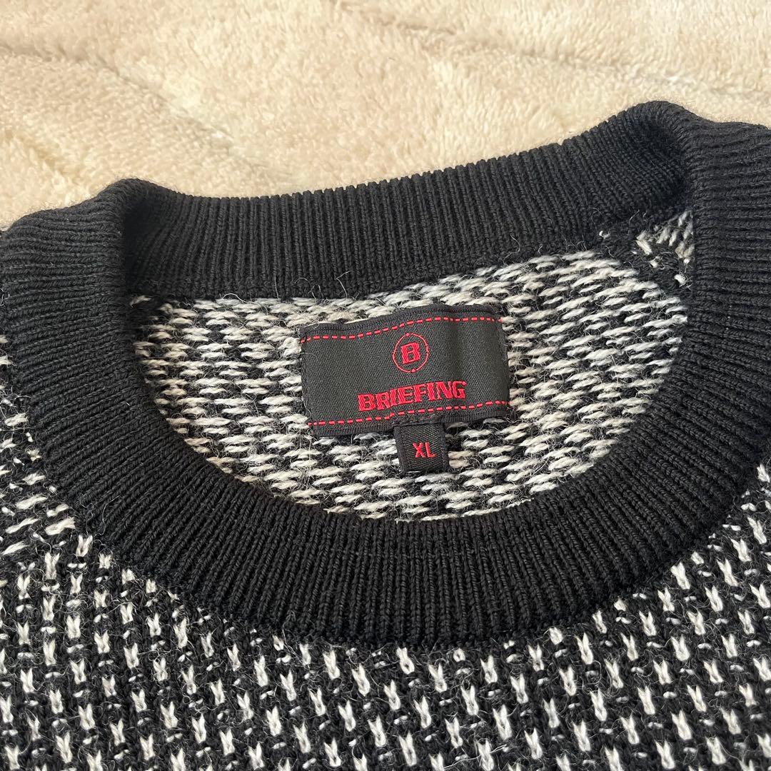 美品★37,400円 BRIEFING あったかウールセーター完売品 黒×白XL