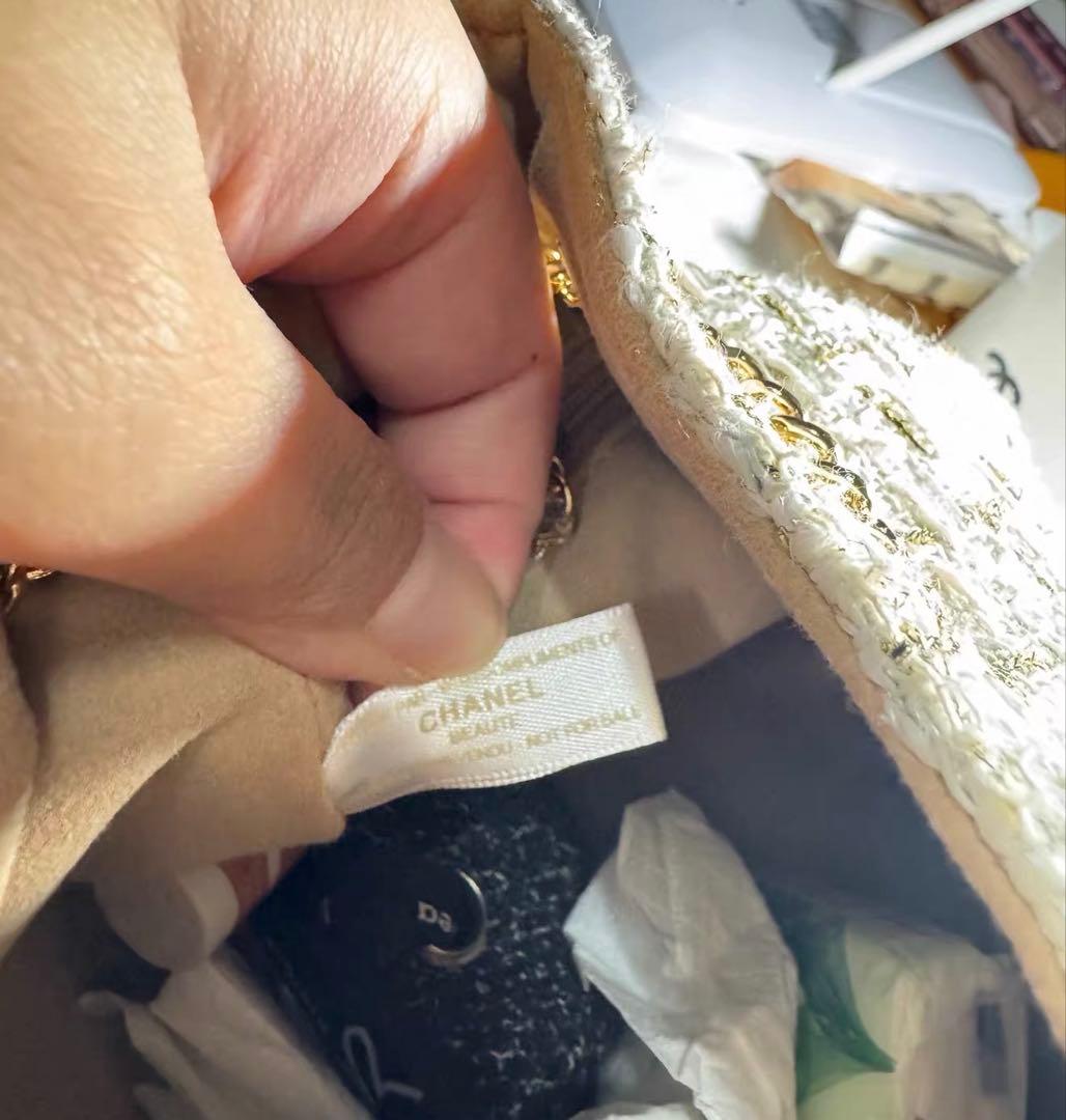 非売品 CHANEL ノベルティ 白 ツイード バケットバッグ　値下げ　箱付き