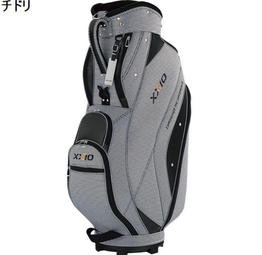 新品未使用XXIOゼクシオ ゴルフ キャディバッグ 千鳥格子柄 グレー系9.5型