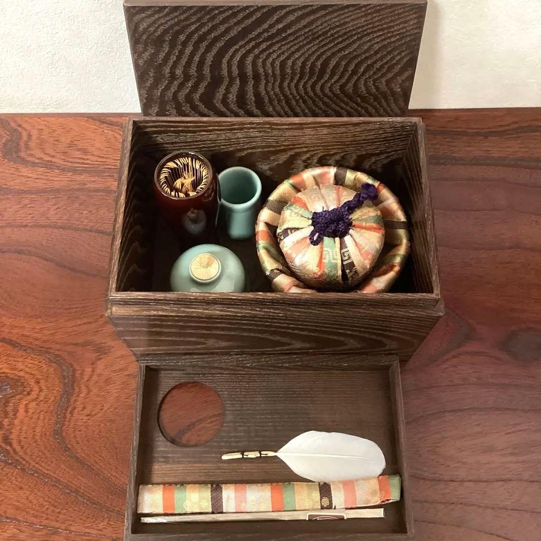 茶道具　指物師 仙水正之作 桑茶箱　茶箱手前セット