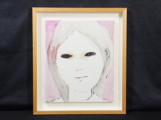 現代美術　福島淑子　直筆サイン『Untitled』キャンヴァスに油彩 0317B