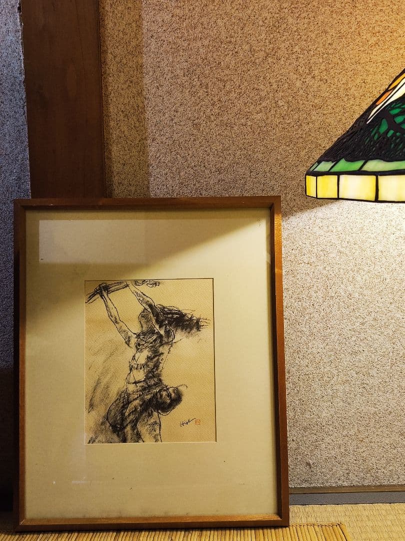 桑原巨守 木炭画 人物画 A3サイズ