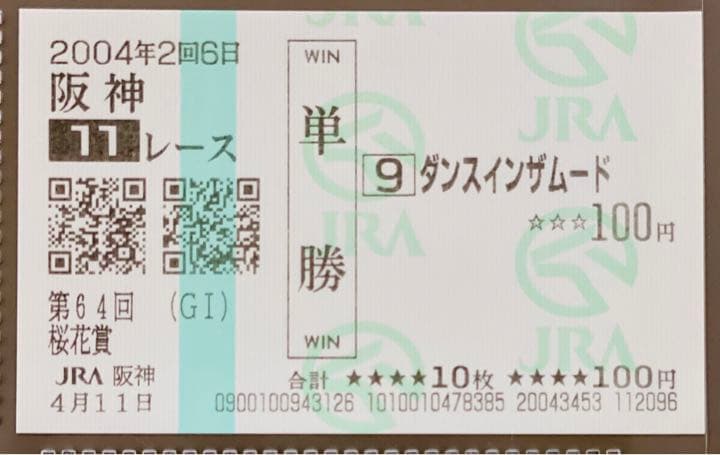 ダンスインザムード現地的中単勝馬券