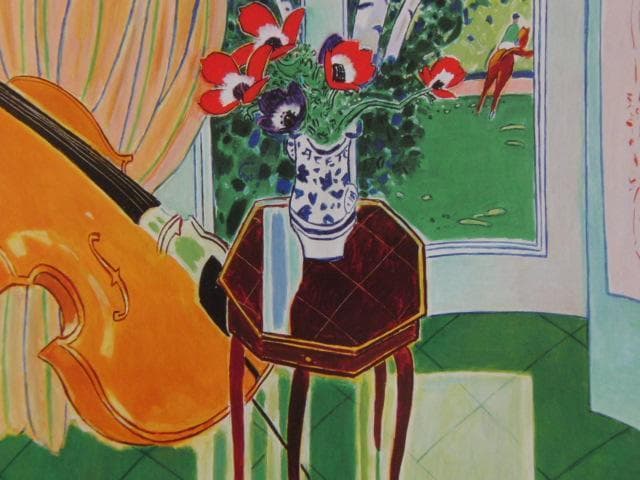 坂口紀良、アネモネのある音楽の部屋、希少な画集より、新品高級額