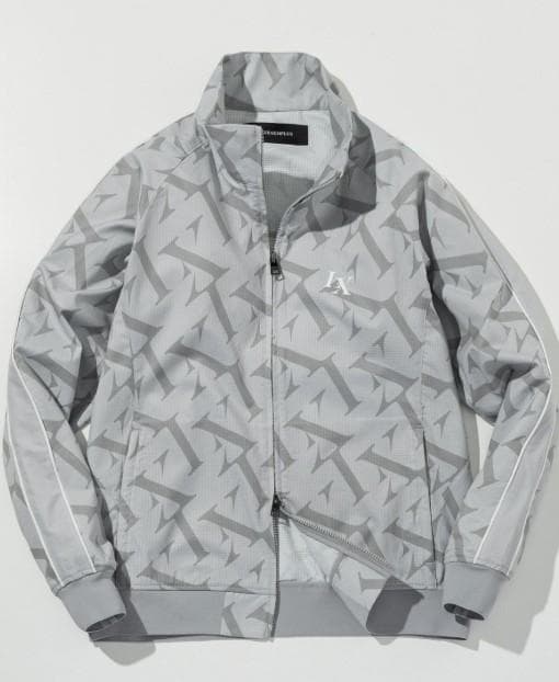 【新品】LUXEAKMPLUS 総柄ブリーザフルジップブルゾン　グレー L