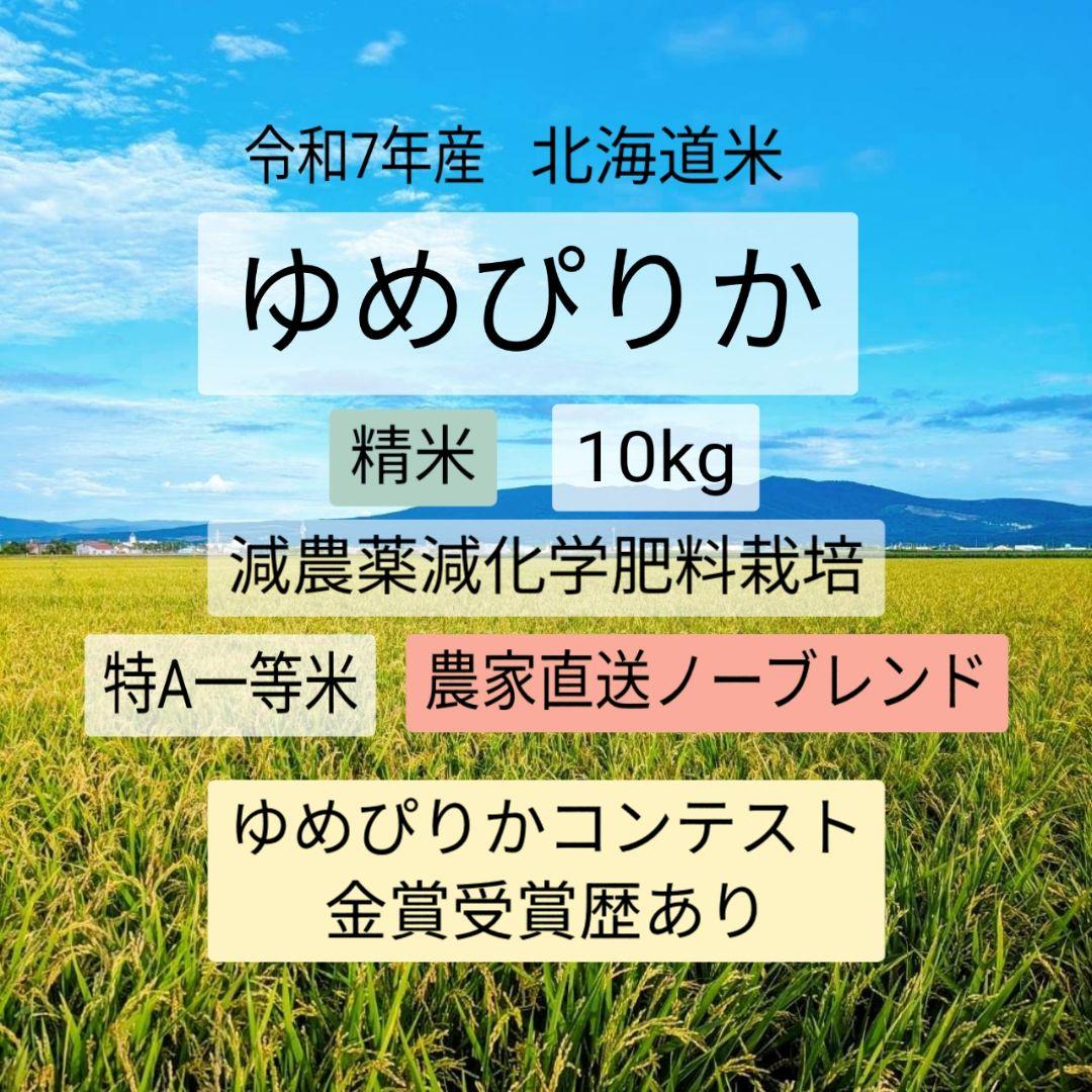 令和7年産　ゆめぴりか　10kg　精米　特A一等米　北海道米　ノーブレンド