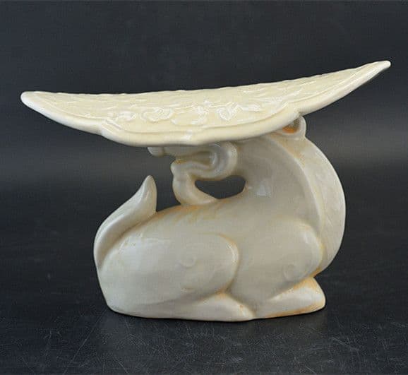 宋定窯彫刻白磁龍枕 景徳鎮 陶磁器 装飾品 現代工芸品 美術品 置物
