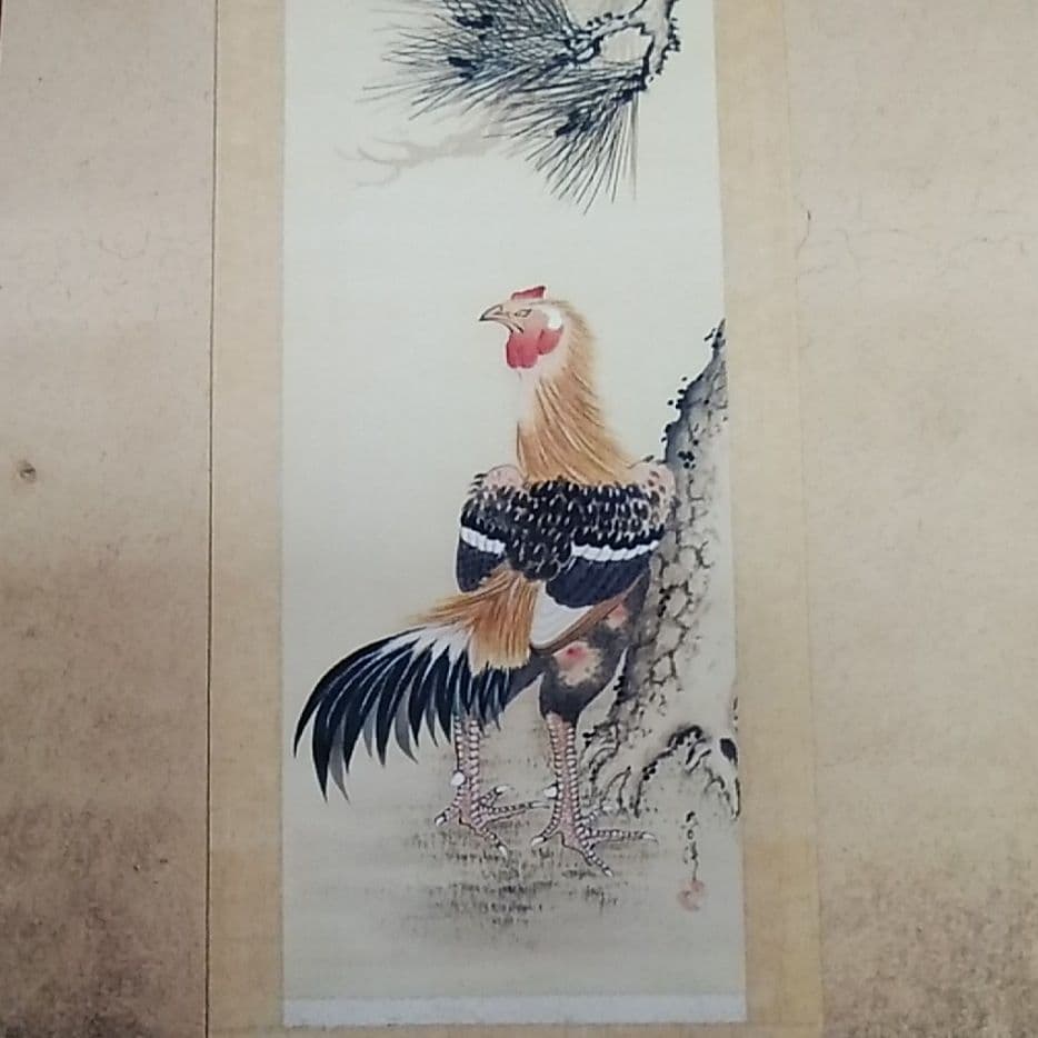 掛け軸 古い！縁起物勝負ドリ