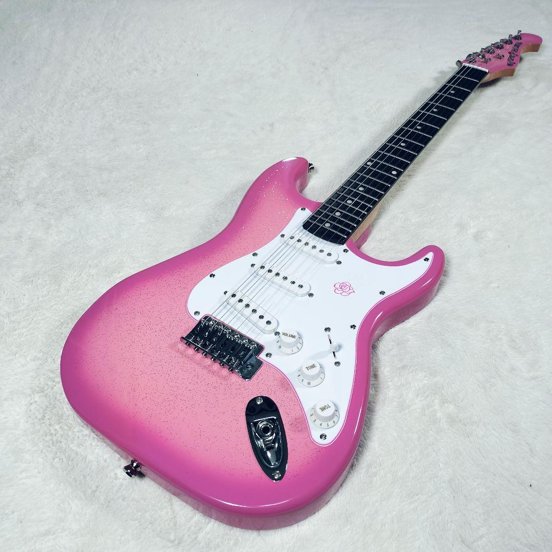 【美品】GYPSYROSE ジプシーローズ エレキギター　ピンク　ラメ入り