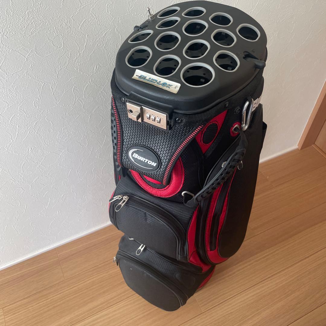 新品　Burton 盗難防止　ロック付き　ゴルフバッグ・キャディバッグ 黒・赤