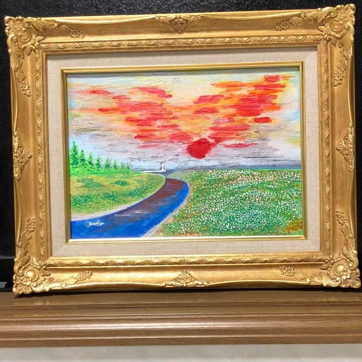 「情熱が燃えている……夕映えの一瞬」原画 本物 一点物 絵画 yoko