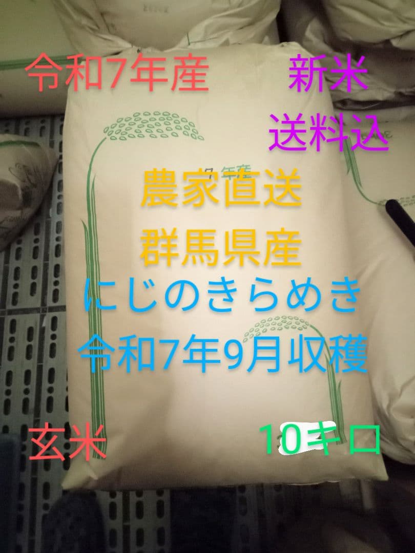 R7年産 新米 群馬県産 にじのきらめき 10キロ 玄米 送料込 ②