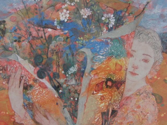 宮北千織、【惜春】、希少な額装用画集より、新品額装付、状態良好