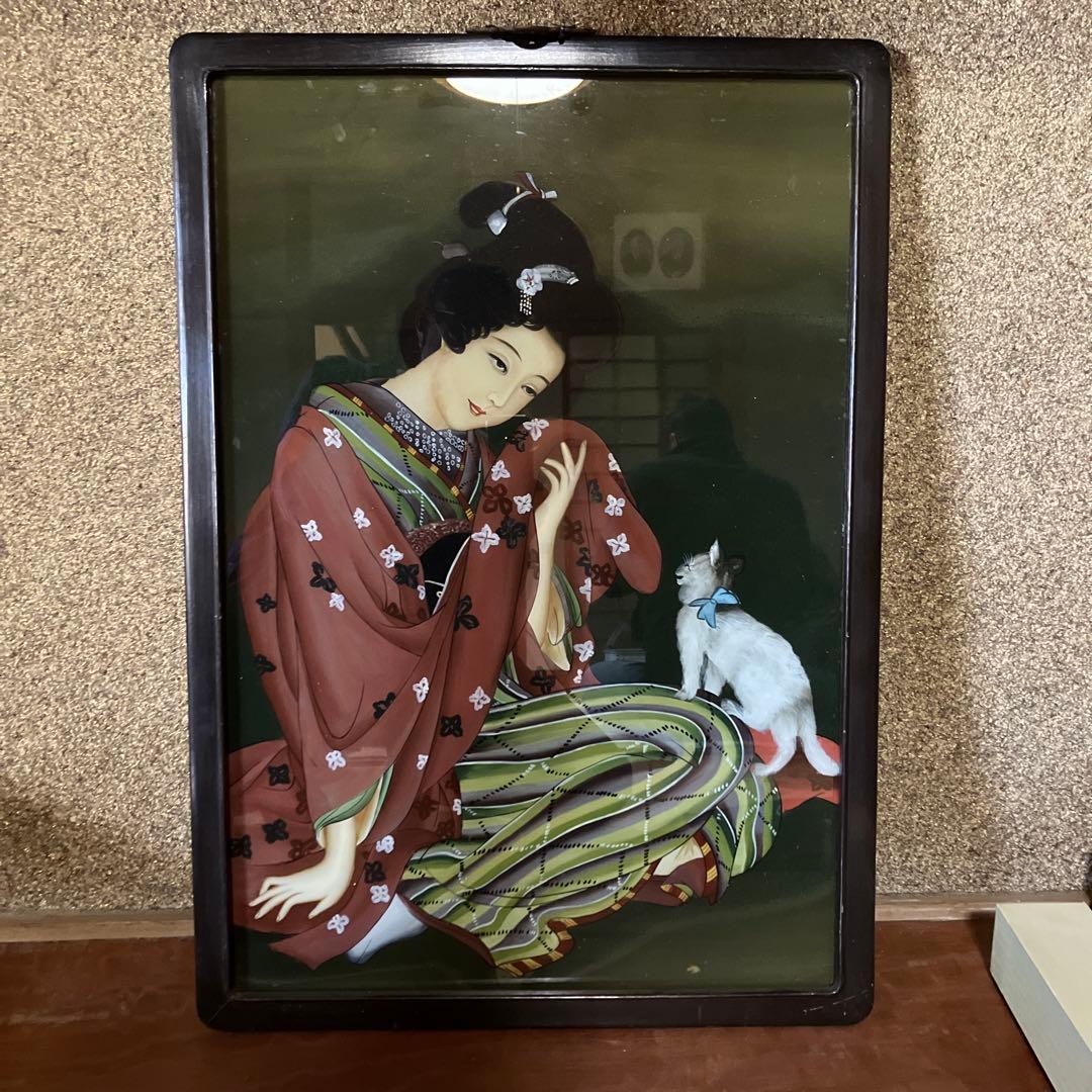 着物女性と猫