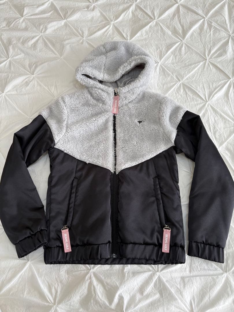 BEAMS GOLF ボア切替サテンブルゾン フード付き ビームスゴルフ アウタ