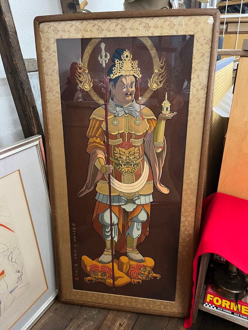 宇*仁様 毘沙門天図　昭和45年　小野静以謹画