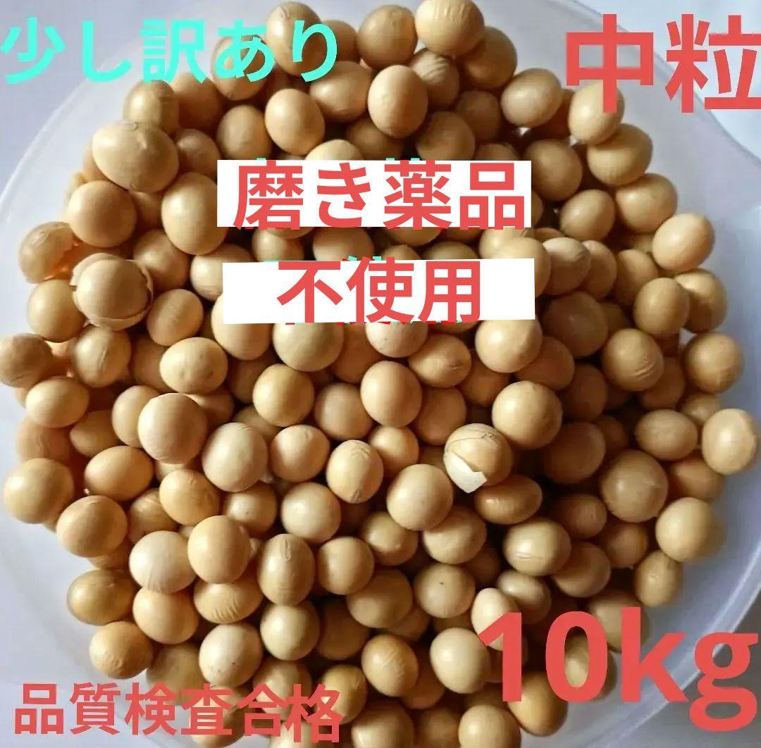大豆 長野県産大豆　薬品磨き不使用　中粒加工用　少し訳あり10kg品質検査合格