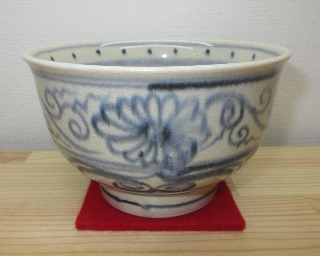 送料込【逢絢亭】茶道具 茶碗 萬古焼 安南茶碗 八幡窯 堀野証嗣 共箱入り
