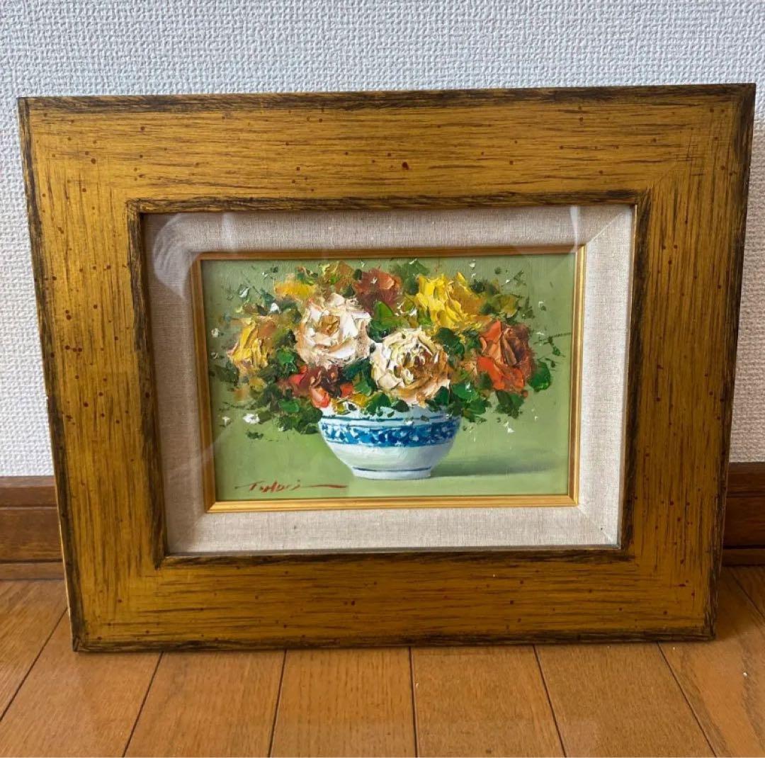 大幅値下げ❗️堀哲夫　バラ　油絵　額