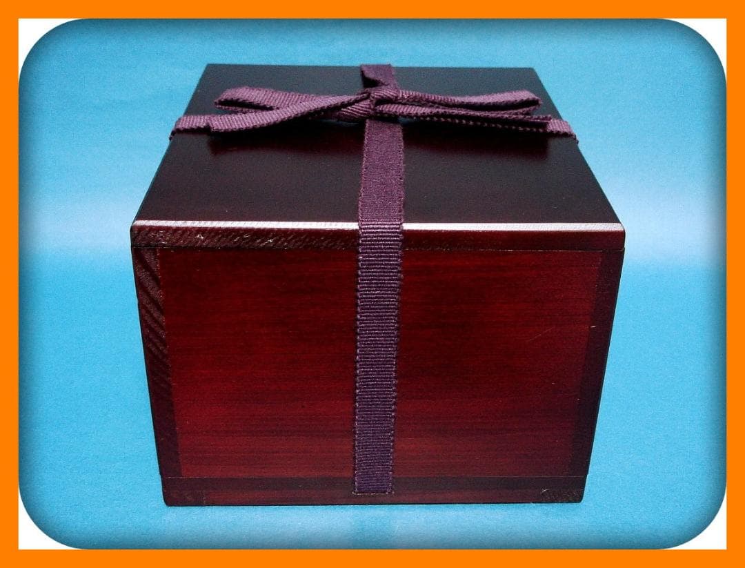 786『木製 空箱（長方形 紐付き）』紫　/骨董品 古美術 アンティーク 古玩