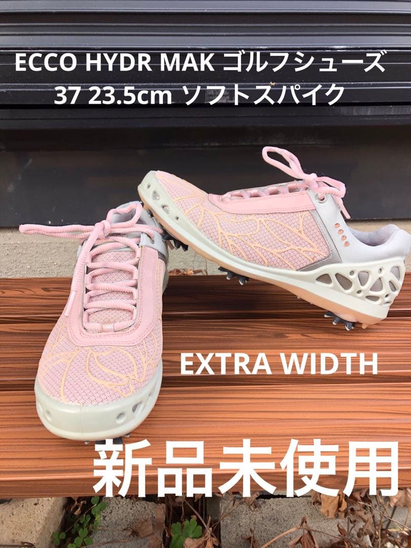 376番 新品ecco ゴルフシューズピンク/グレー23.5cm ソフトスパイク