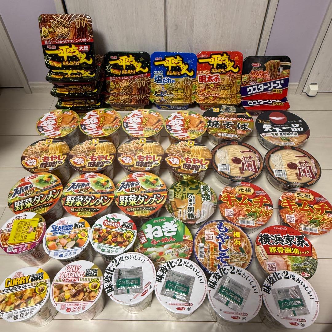 安*加様 カップ麺まとめ売り① 一平ちゃん＆たぬきつ＆もやし味噌ラーメン＆野菜タ