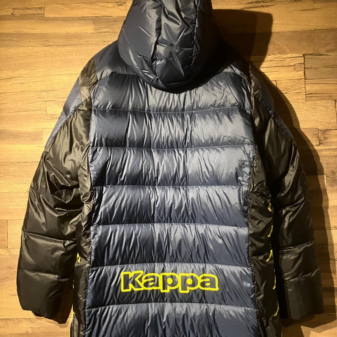 kappa　カッパ　ベンチコート　ダウン80%　紺/黒/黄/フード　サイズM