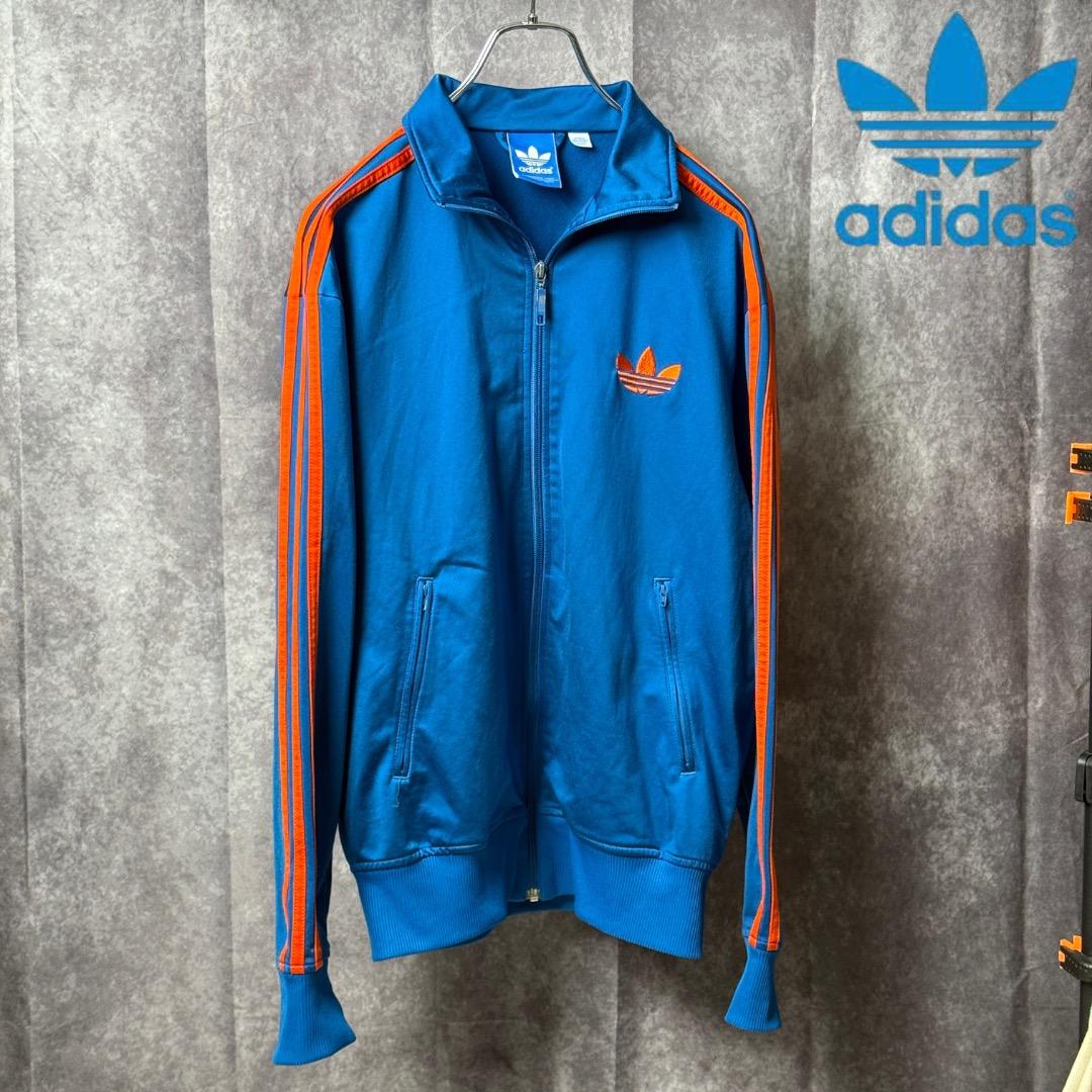 adidas アディダス トラックジャケットファイヤーバード　ブルー×オレンジL