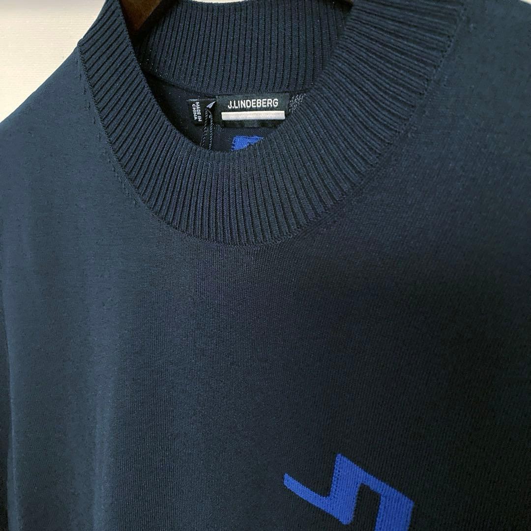 新品J. LINDEBERG メンズゴルフセーター JLロゴ ネイビー S 軽量