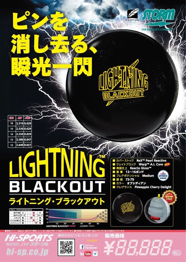 送料込み【新品】ライトニング・ブラックアウト　ストーム　14ポンド3オンス 1