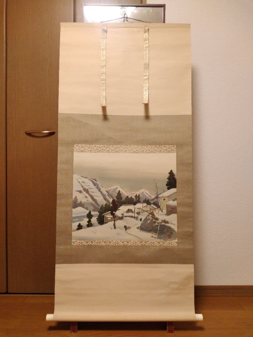 雪の朝 小島一谿(一渓)の掛け軸