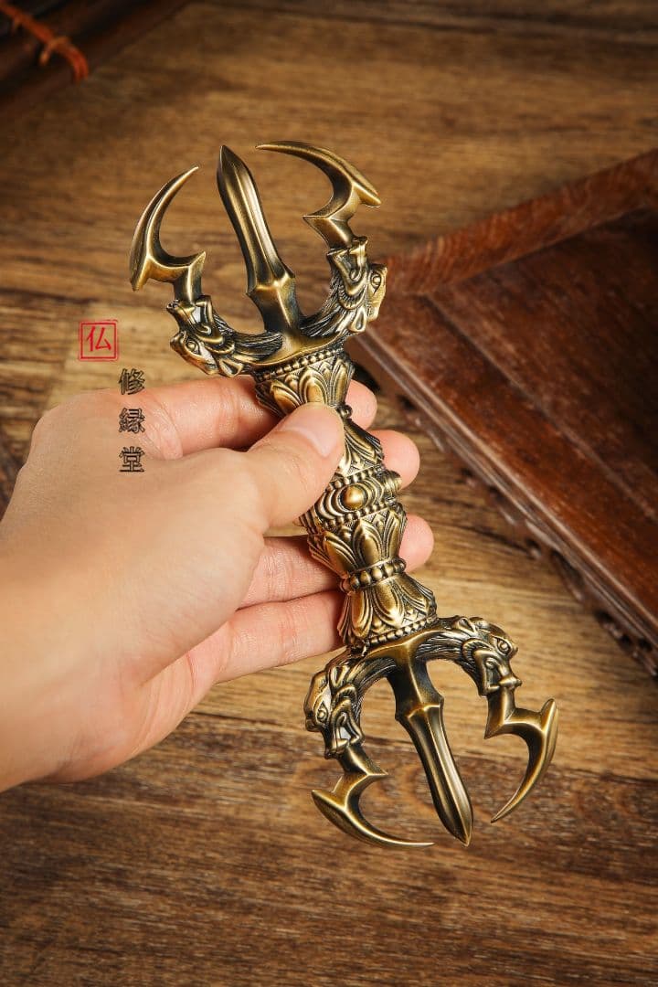 【修縁堂】五大明王密教法具真言宗法器 金剛盤 金剛五鈷杵三鈷杵 独鈷杵 五点セッ