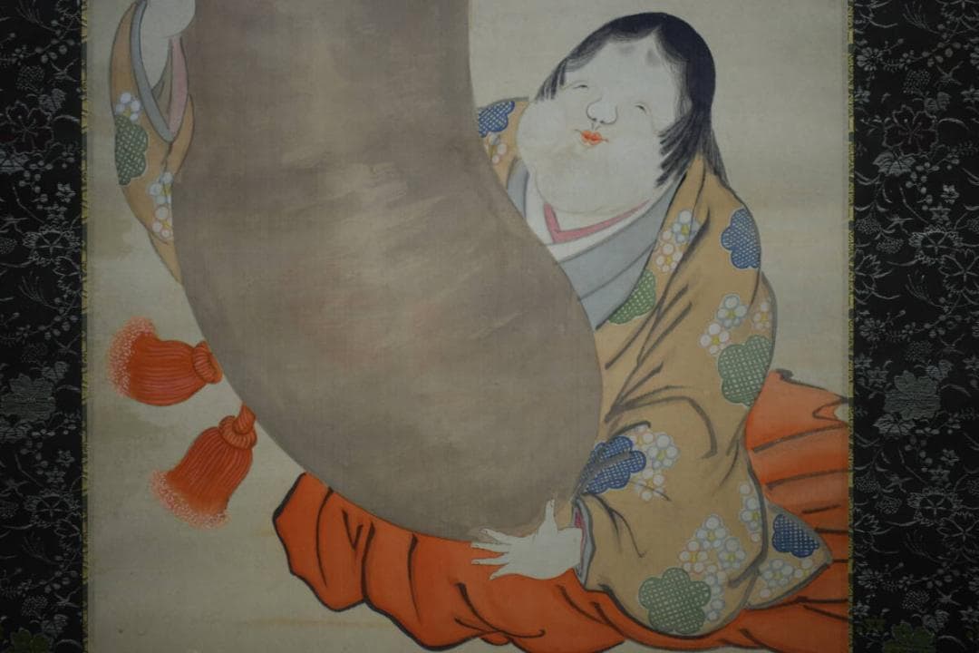 不詳/作者不明/瓢箪にお福図/布袋屋掛軸HH-639