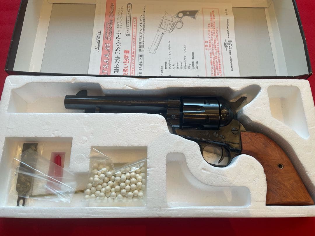 タナカ Colt SAA DCスチールフィニッシュ　木グリ　ガスリボルバー