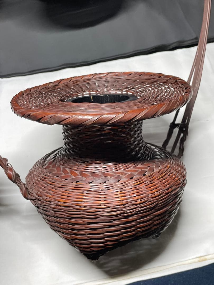 花籠。竹。美品。華道具、茶道具。舊家蔵出し。