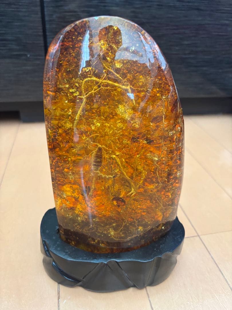 天然琥珀　虫入り約800g 特大　宝石鑑別書横10cm 縦19cm 厚さ約5cm